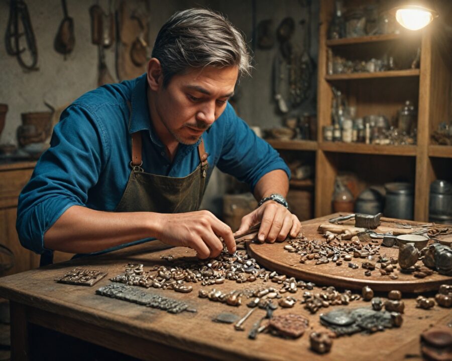 técnicas antigas de fundição de ouro e prata na ourivesaria artesanal