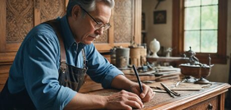 Técnicas de ebanisteria e marchetaria para móveis de luxo