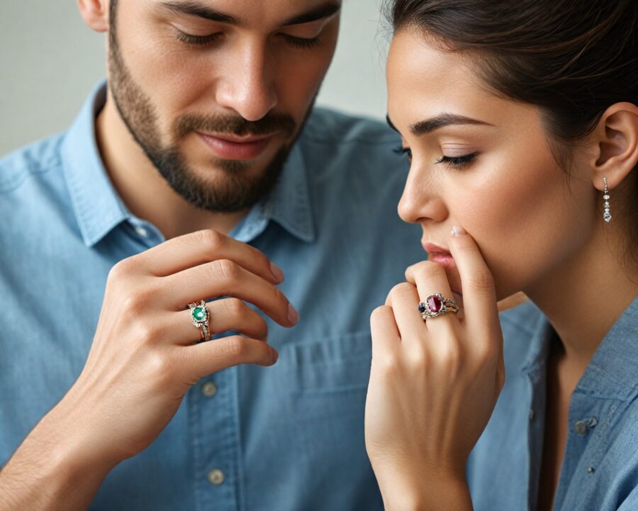 Como escolher anéis de noivado com pedras alternativas